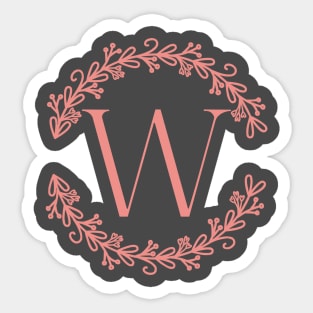 Pink Monogram Letter W Sticker